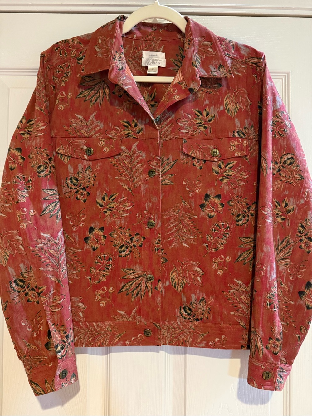 Vintage 2004 Christopher & Banks Floral Button Front Jacket Top S Y2K